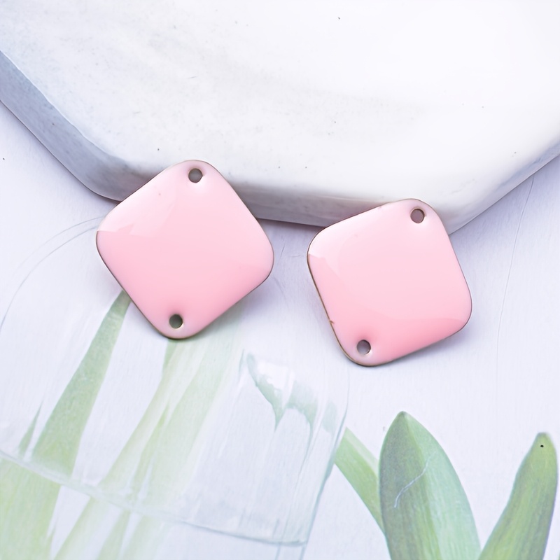 6pcs Colorful Geometric Square Charms for DIY Earrings